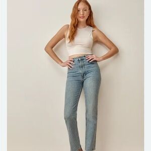 Reformation High Rise Straight Jeans in Classic Blue